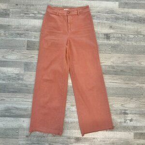 Oat Dusty Pink Leg High Rise Jeans Raw Hem, Stretch Size 6/28 O35